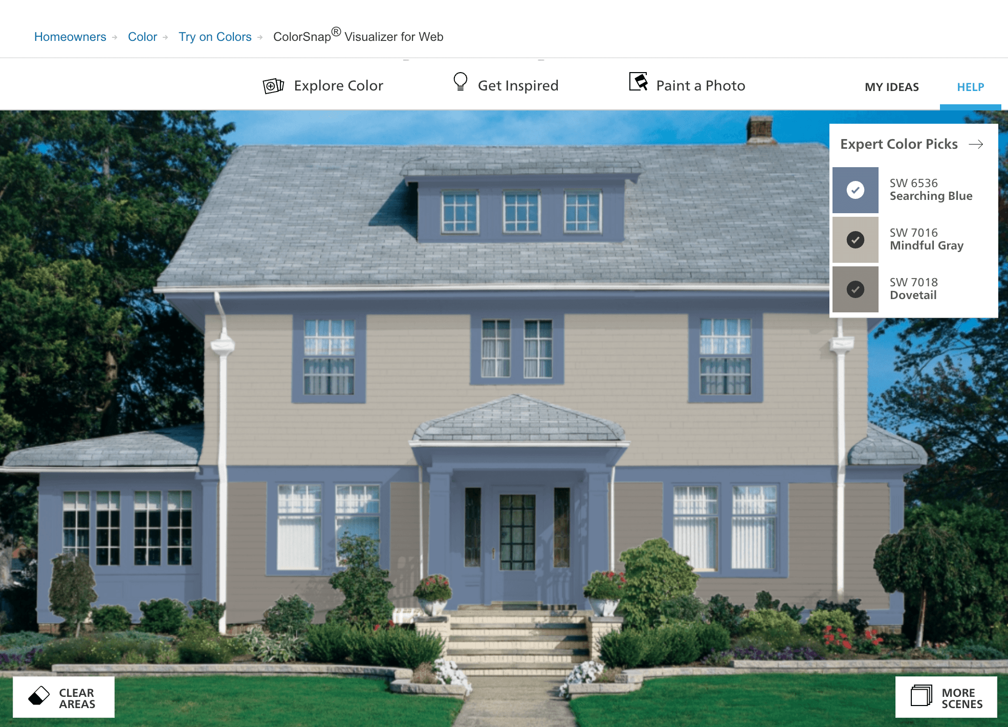 tool being used to select colors for outside of house